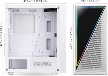Корпус для ПК Empire Gaming Gamer Crystal ARGB – Білий, середній Tower ATX/Micro ATX/ITX з 3D-дзеркальним ефектом та RGB підсвічуванням