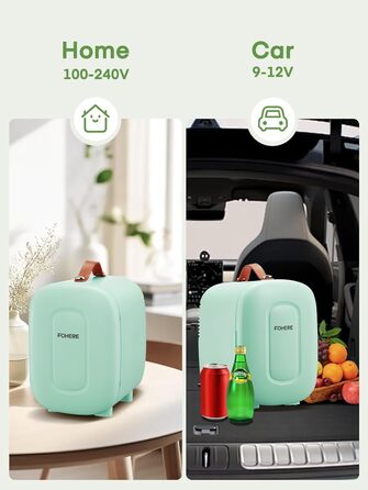 Міні-холодильник FOHERE 5л для косметики та напоїв з USB-живленням, 220V/12V, для спальні, офісу, авто (зелений)