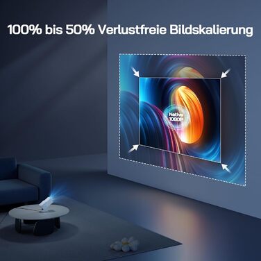 WOLFANG Міні проєктор 4K з Netflix, 26000 люмен, WiFi 6, Smart, 50% Zoom, корекція трапеції, 180° поворот, сумісний з TV Stick/iOS/Android/PC/PS5/HDMI/AV