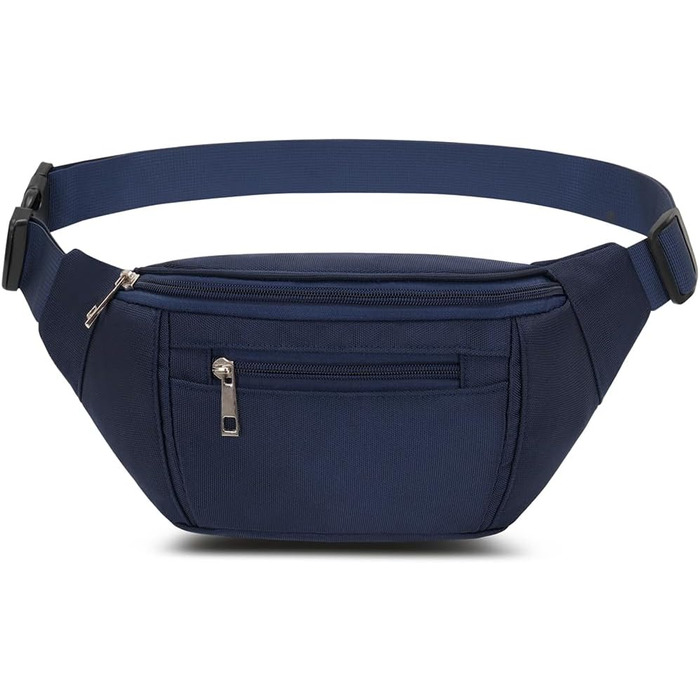 Поясна сумка на пояс, нагрудна сумка, спортивна сумка для чоловіків та жінок, водонепроникна, велика, для телефону, для прогулянок, кемпінгу, подорожей, фітнесу, велосипеда, бігу (Темно-синій)