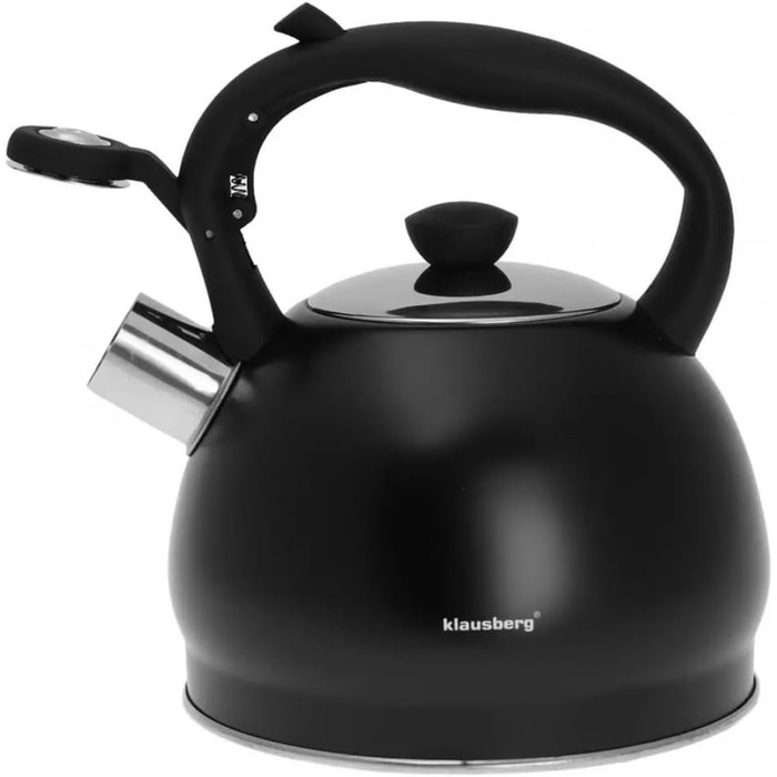 Чайник для води Klausberg з нержавіючої сталі з флейтою, 2 літри, KB-7320 (Чорний матовий)
