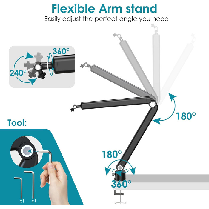 Кріплення для мікрофона YOUSHARES з поп-фільтром - настільний кронштейн для Shure SM7dB та інших мікрофонів