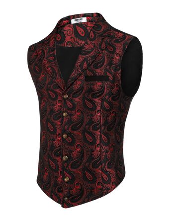 Чоловічий жилет Coofandy Paisley вікторіанський готичний стиль Стімпанк для смокінга з лацканами фіолетовий