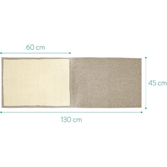 Navaris Cat Scratch Mat Scratch Protection Sofa - Sisal Scratch Rug 130 x 45 cm for Cat - Couch Cat Scratch Mat - also suitable for dogs - (Light Brown - white)