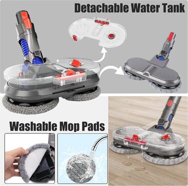 Електрична насадка для пилососа Dyson V7/V8/V10/V11/V15 Italdos з баком для води та 3 мікрофібровими серветками