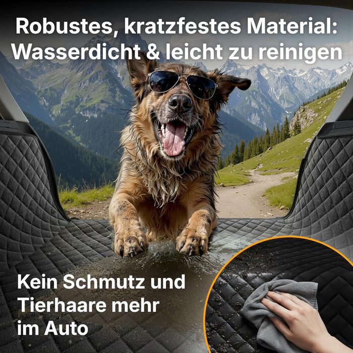 Захист для багажника автомобіля для собак Преміум-якість - Водонепроникний та стійкий до подряпин - Автомобільна підстилка для собак з кишенею - Захист багажника та захист краю вантажного отвору (з прострочкою)