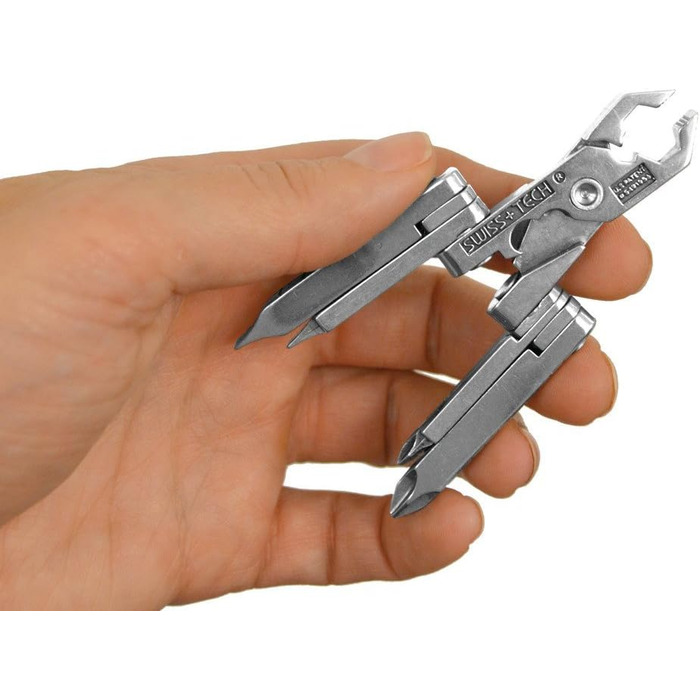 Swiss+Tech ST53100 Polished SS 19-in-1 Micro Pocket Multitool for Camping, Outdoor, Hardware