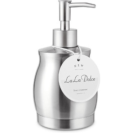 Дозатор мила з нержавіючої сталі, 390 мл, сріблястий (для кухні та ванної кімнати)