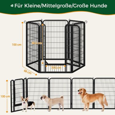 Yaheetech 100cm Foldable Dog Playpen - 6 Panel, Freestanding Kennel for Dogs - Indoor & Outdoor Use, Tool-Free Assembly