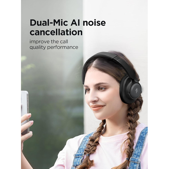 1MORE HQ31 Бездротові навушники Bluetooth Over-Ear з активним шумозаглушенням, 90 годин роботи, Hi-Res Audio, об'ємним звуком, чітким дзвінком, швидкою зарядкою, EQ в додатку, чорний