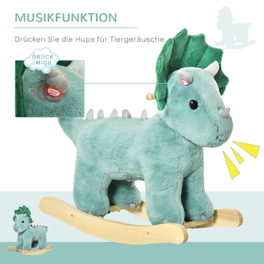 HOMCOM Rocking Horse Toy for Kids, Dark Green, 64 x 30 x 54 cm, Stable & Safe, Ideal for Playrooms
