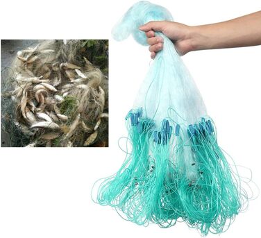 Zerodis Fishing Net, 50 Meters Length, 1.5 Meters Height, 3 Layers, Heavy-Duty Nylon Fishing Net with Floats, Fishing Accessories, Small Mesh Net, Practical Tool, Gifts for Men, Dad (3 Fingers)