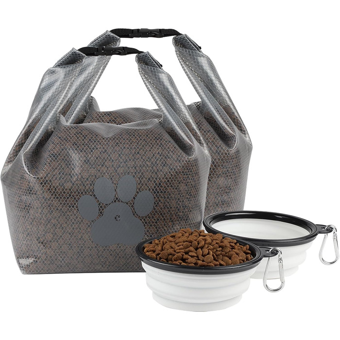 Набір для годування собак: сумка-органайзер з двома складними мисками, BPA-free, для подорожей, кемпінгу, авто
