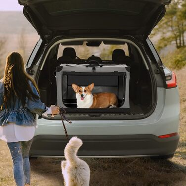 Клітка для собак Petsfit M, складана переноска для собак великих, середніх та малих порід, сіра