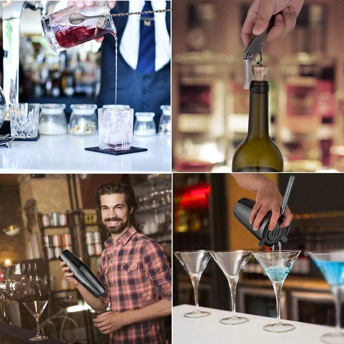 Набір для коктейлів HB life: 21 предмет, нержавіюча сталь, 750 мл та 550 мл шейкер, аксесуари для бару