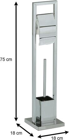 Набір для ванної кімнати TOMA: тримач туалетного паперу та щітка, хром, металевий