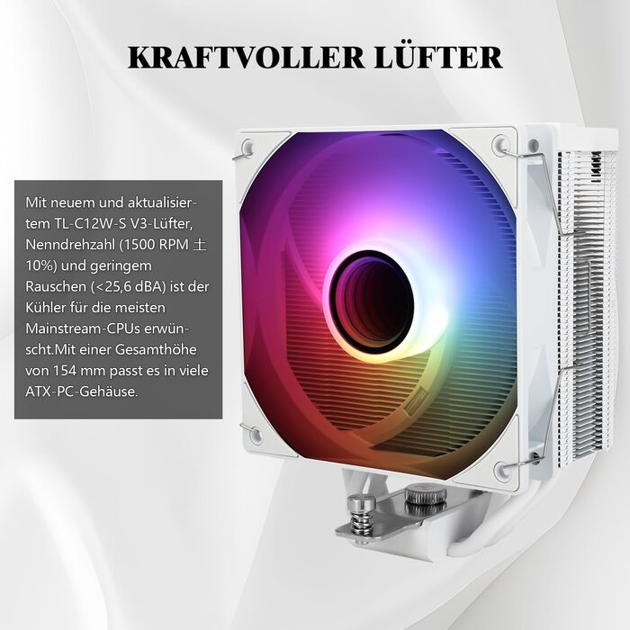 Thermalright Assassin Spirit 120 Vision ARGB - Кулер CPU з РК-дисплеєм, білий, для Intel LGA1851/1700, AM4/AM5