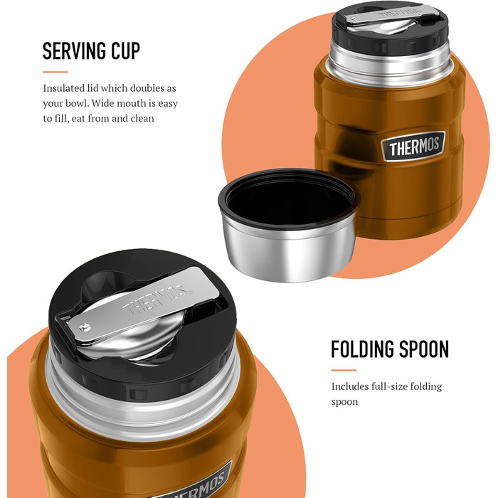 Термос King Thermoskanne / Thermosflasche для їжі, 0.47 л, нержавіюча сталь, червоний (коричневий)