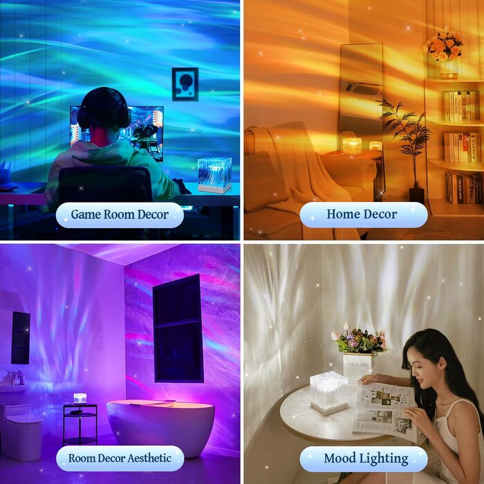 LED Star Projector, Northern Lights Lamp with 18 Lighting Effects, Night Light Sleep Aids, 15 Sound Machine, Northern Lights Lamp with Remote Control, Timer, Star Projector for Kids and Adults, Party & Decoration (White)