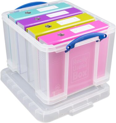 Really Useful 35C Plastic Storage Box - Lightweight, Robust, Stackable - 35 Liters - 480 x 390 x 310 mm - Transparent