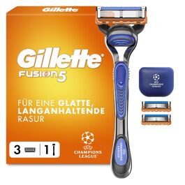 Бритва Gillette Fusion 5 для чоловіків, металевий станок для вологого гоління, чорний (бритва + 3 смінні леза + захисний ковпачок)