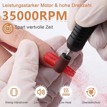 Електричний фрезер для нігтів Nagelfräser 35000 об/хв з LED дисплеєм, 35W, Touch-керування, для манікюру та педикюру в салоні та вдома