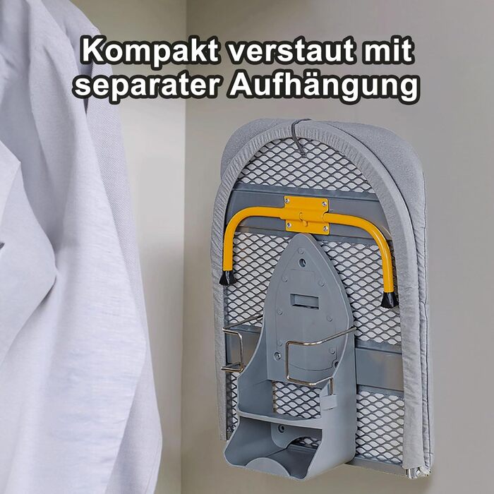 Настінна розкладна дошка для прасування Wandmontierbar з поворотним механізмом 180°, 92 x 31 см, чорна (сіра/жовта)