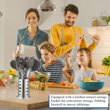 Kitchen Utensil Set, Kyraton 38-Piece Non-Stick Silicone Cooking Utensils Set, Spoon Spatula Set with Sturdy Stainless Steel Utensil Holder, Dishwasher Safe