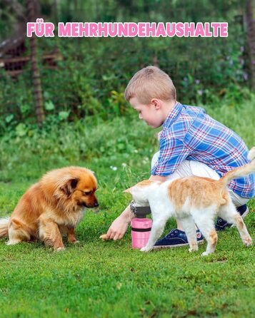 Складана пляшка для води для собак Lesotc 520мл, рожева, для прогулянок, подорожей та кемпінгу