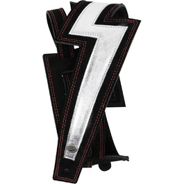 Гітарний ремінь D'Addario Planet Lock, чорний сатиновий, Lightning Bolt (для акустичної та електрогітари)