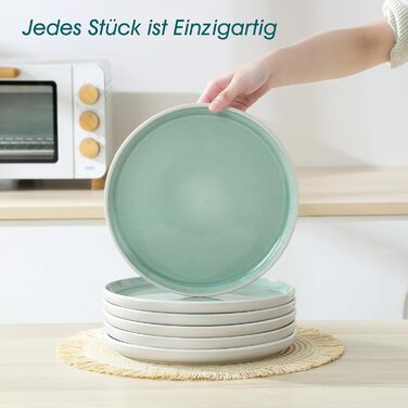 Набір посуду Steingut 18 предметів vancasso ELBA для 6 осіб, сучасний посуд у бірюзовому кольорі (6 тарілок, 6 мисок, 6 десертних тарілок)