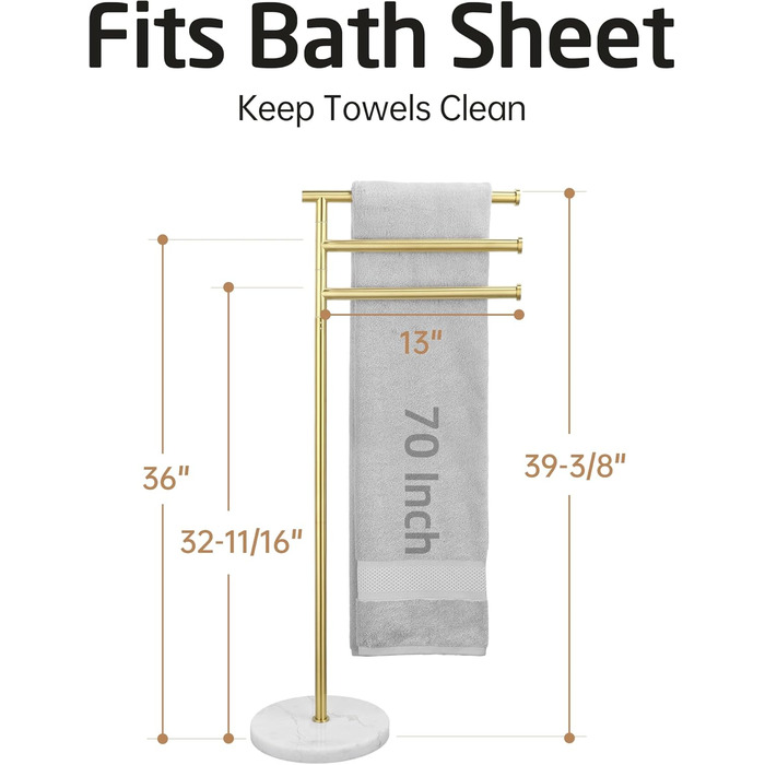 Підставка для рушників KES Gold, настільна, з нержавіючої сталі 18/8, з мамарморовою основою, 3-х ярусна, BTH219-BZ