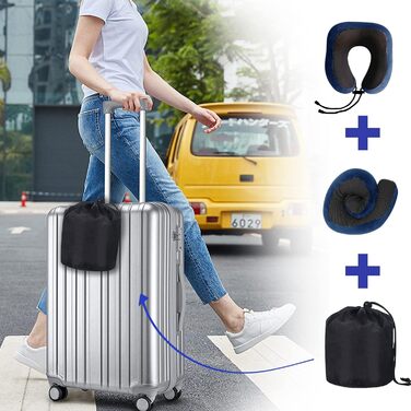 Подушка для шиї Poligono для подорожей: м'яка, комфортна, з піною з пам'яті, компактна, блакитна