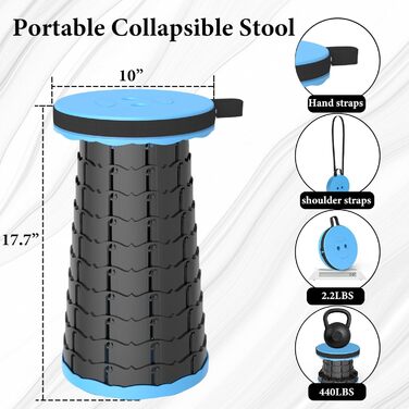 Тeleskopний складаний стільчик для кемпінгу, риболовлі та відпочинку на природі (25x25x45 см)