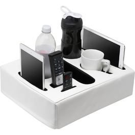 Sofa-Buddy Practical Couch Cup Holder, Couch Coaster, Sofa Cup Holder. The perfect couch accessory (Square-big-leather-white)