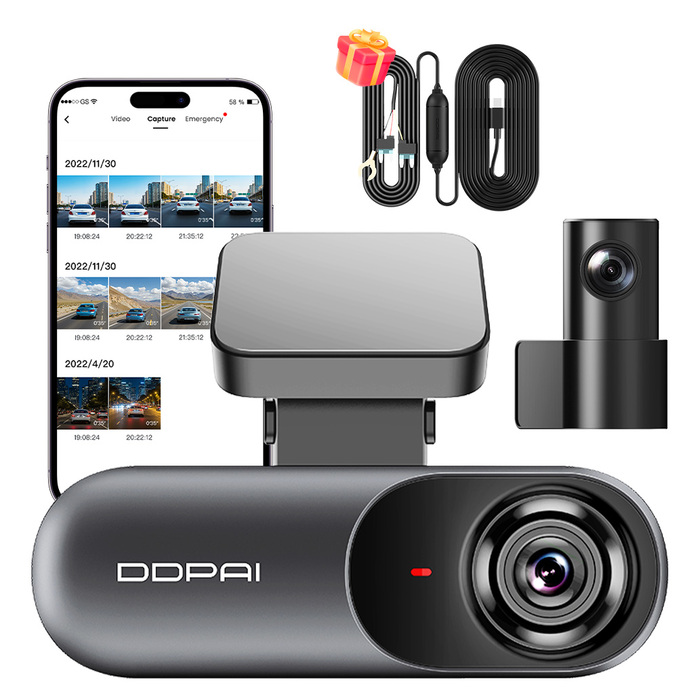 Автомобільний відеореєстратор DDPAI N3 Pro з GPS, задньою камерою та комплектом Hardwire Kit