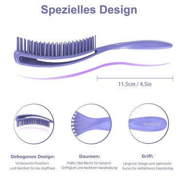 Щітка для кучерявого волосся: розплутування, розгладження, зменшення пошкоджень, для жінок, чоловіків, дітей, фіолетовий колір
