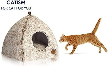 Cat Bed Washable Cat Sleeping Place for Cats Cat Cave Plush Pet Cat Head Pillow Cat House Cat Cushion Fluffy Kitten Puppy Snuggle Bed Pet Bed White (Coffee, Medium)