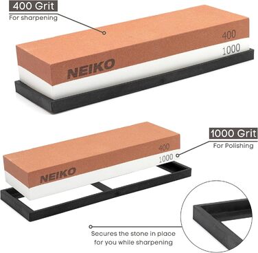 Точильний камінь NEIKO 54003A для ножів, 3000/8000 грит, двосторонній, водяний, набір для заточування ножів, кухонних ножів, ножиць (400/1000 грит)