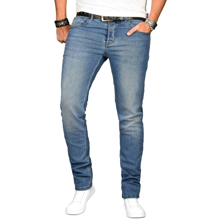 Чоловічі джинси Alessando Salvarini Slim Fit Denim Stretch блакитні Washed (32W/36L)