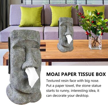 Tissue Box, Easter Island Tissue Holder, Cosmetic Tissue Box for Kitchen Bathroom Bedroom Face Portrait Tissue Box Snot Type Container Holder