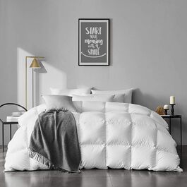 Легкий ковдра з гусячого пуху та пера APSMILE King Size, органічна бавовна, стьобана, всесезонна, тонка, для теплої погоди та спекотного сну, 106x90, айворі