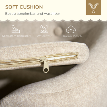PawHut dog sofa back pocket, plush cover with cushion, cat bed, suitable for small dogs, puppies, 70 x 47 x 30 cm, cream white | Aosom