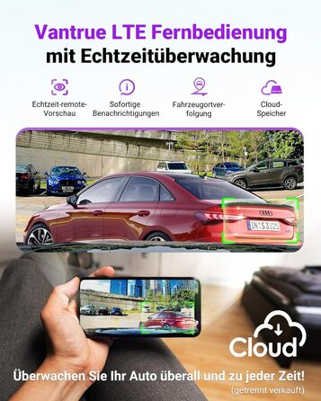 Автомобільний відеореєстратор VANTRUE S1 PRO MAX 4K + 4K Dual Dashcam з нічним баченням STARVIS 2, HDR, GPS, 5.8GHz WLAN, 24Год режим паркування, ADAS, підтримка LTE та карт пам'яті до 1ТБ