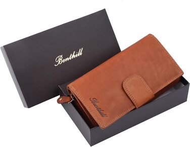 Benthill Large Wallet for Women Leather | Large Card Holder Wallet | Long Wallet with RFID Protection | Genuine Leather Women's Purse including Gift Box, Color: Brown