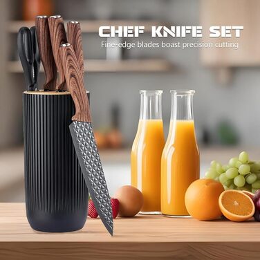 Набір кухонних ножів Justup: 6 предметів, хакі, нержавіюча сталь, професійний, з ергономічними ручками, для кухні