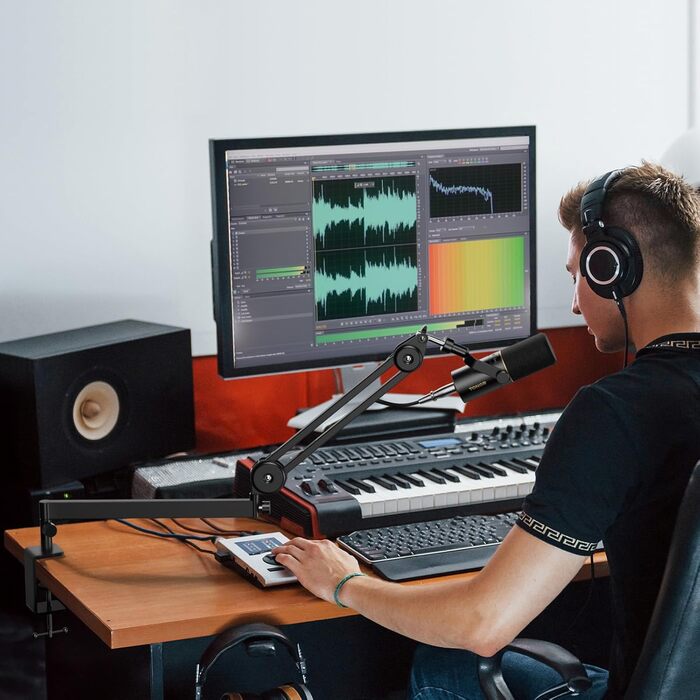 Кріплення для мікрофона TONOR T20LP - низькопрофільний тримач для геймінгу та подкастингу, чорний, з прихованою пружиною