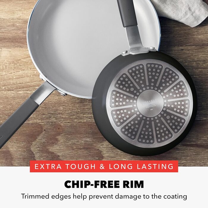 Набір посуду GreenPan x Bobby Flay 13 предметів: професійне алюмінієве покриття Ceramic Non-Stick, індукційне дно, силіконові ручки, безпечний для здоров'я, сумісний з плитою та духовкою