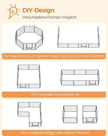 Вольєр для тварин Feandrea Freilaufgegehege, сірий, 77 x 60 см, 8 панелей, для дому та вулиці