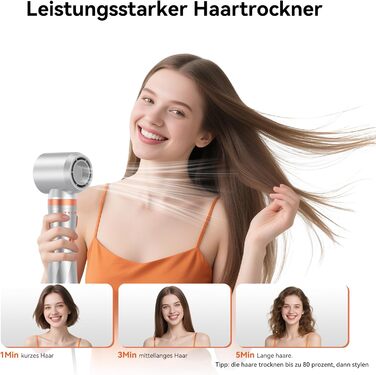 Фен-щітка Air Styler 5-в-1: стайлер, локони, об'єм, сушка, випрямлення. Потужність 800W, для жінок, помаранчевий колір